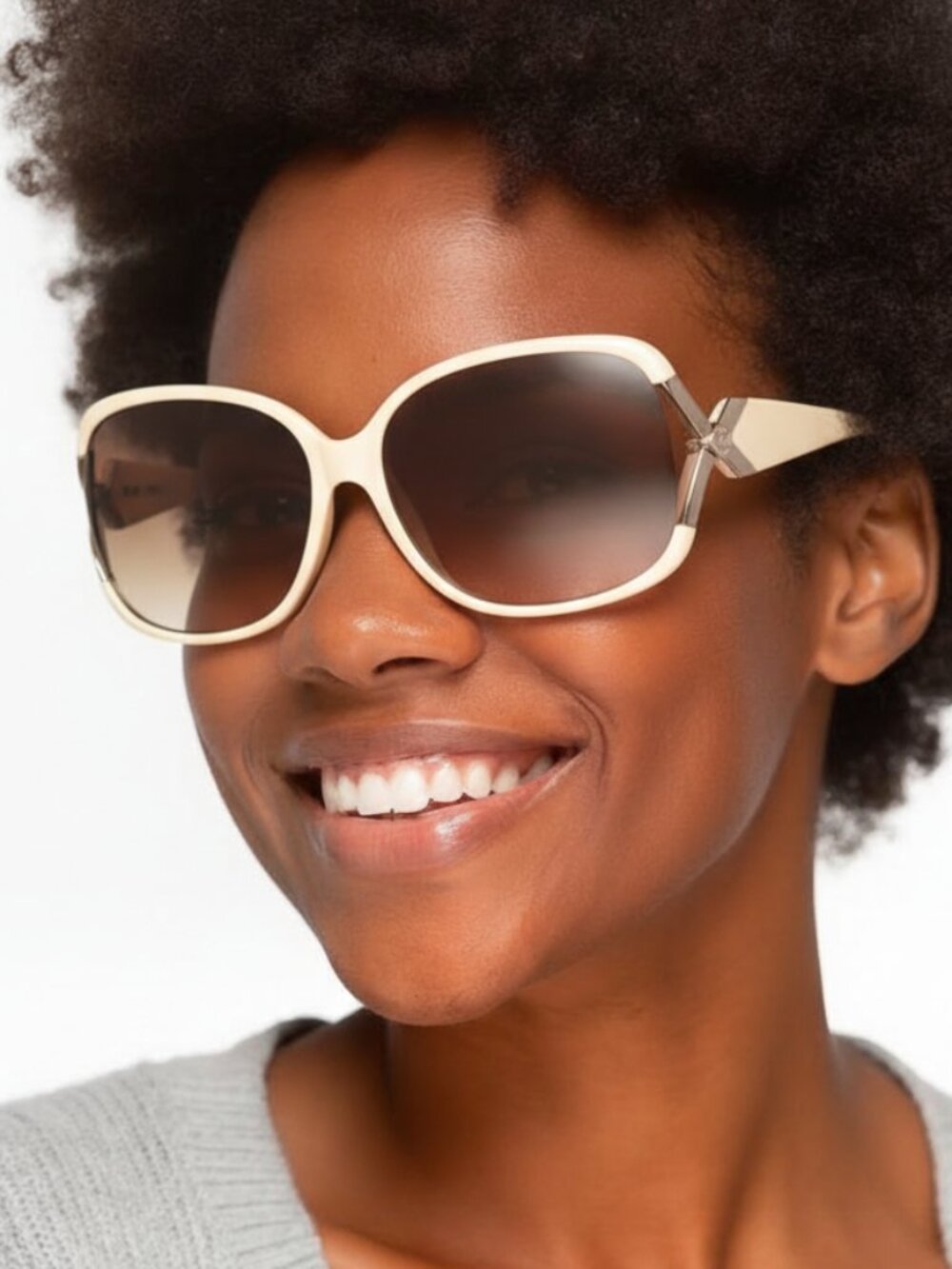 Authentic NEW Escada SES 1796 Square Light Cream Sunglasses.